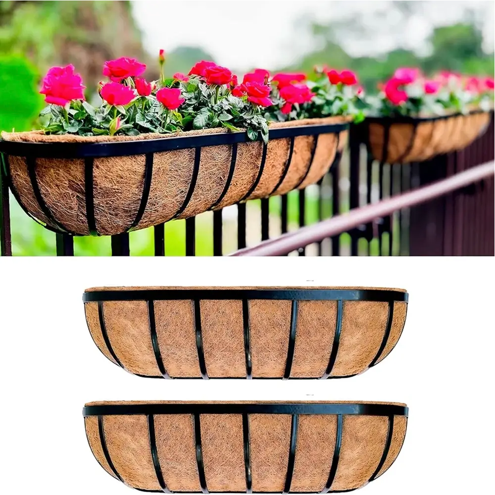 metal window box planters Window Box Planters with Coco Liners 30" Metal (2-Pack) – MYZENO