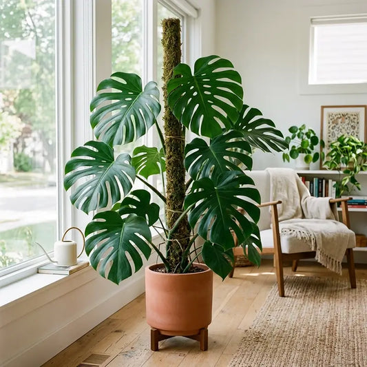DIY moss pole for Monstera made with metal mesh kit