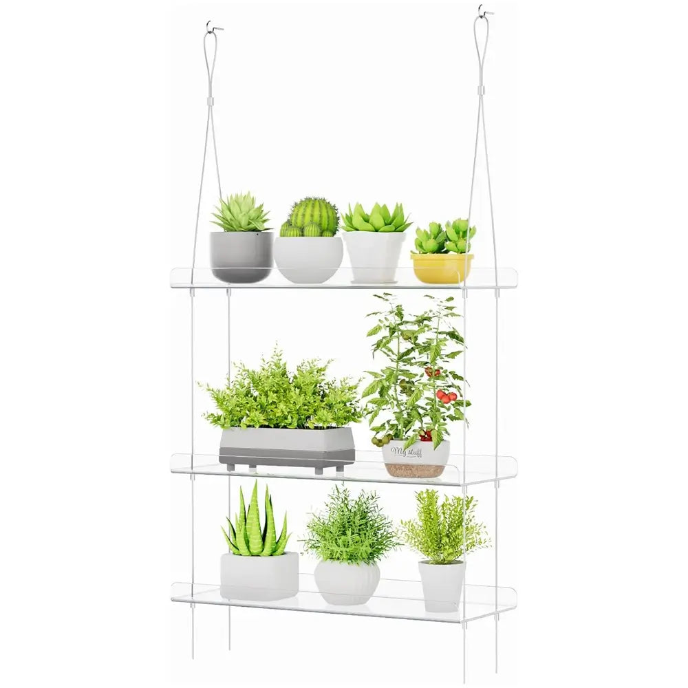 Lifewit 3 Tier Window Plant Shelf – Adjustable Acrylic Hanging Shelves, 15 Inch from our Indoor Gardening Essentials
