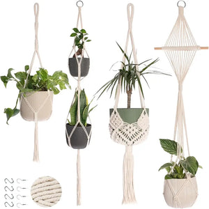 Nook Theory Macrame Plant Hanger 4-Pack with Ceiling Hooks