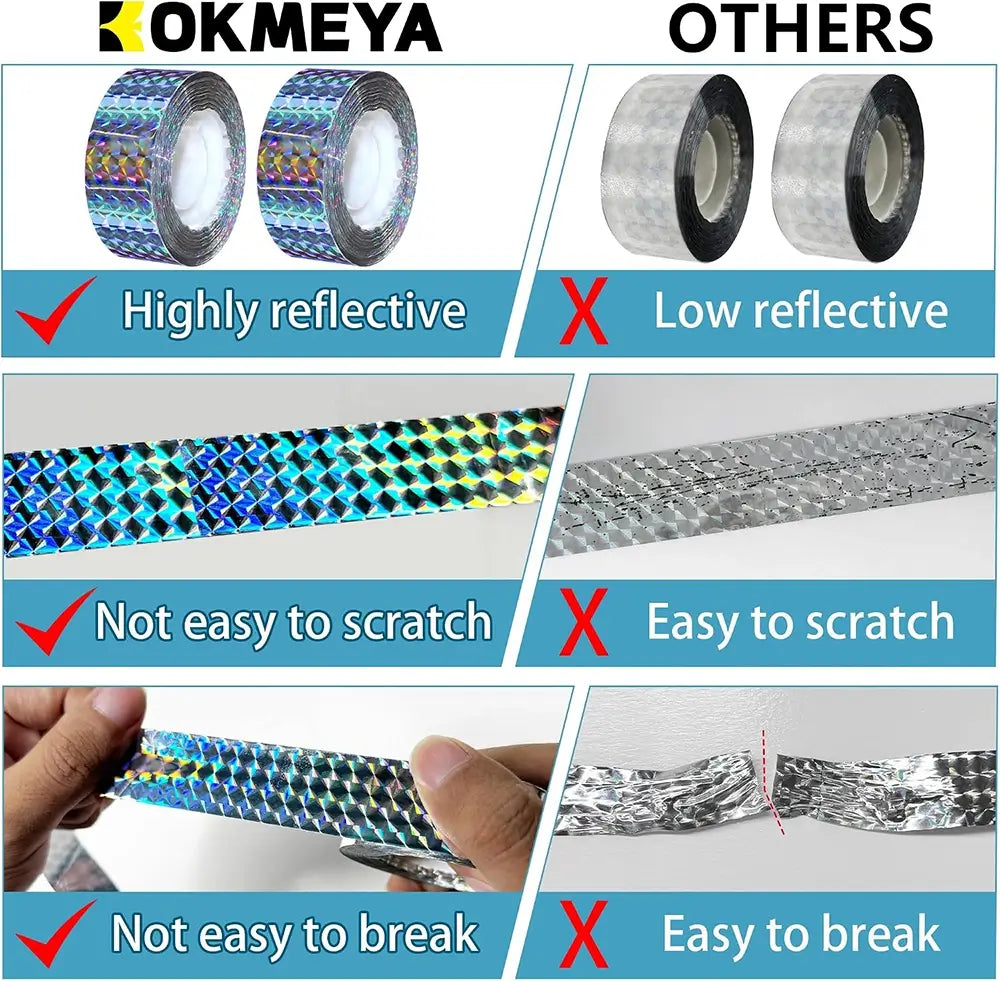 Comparison of reflective tape by OKMEYA and 'Others' with various attributes highlighted.
