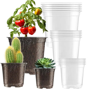 Clear Nursery Pots with Drainage Holes - 15 Pack (3.5/4/5 inch)