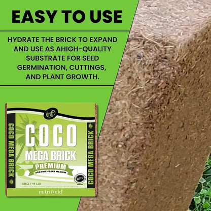 Coco Mega Brick packaging with text on a green background