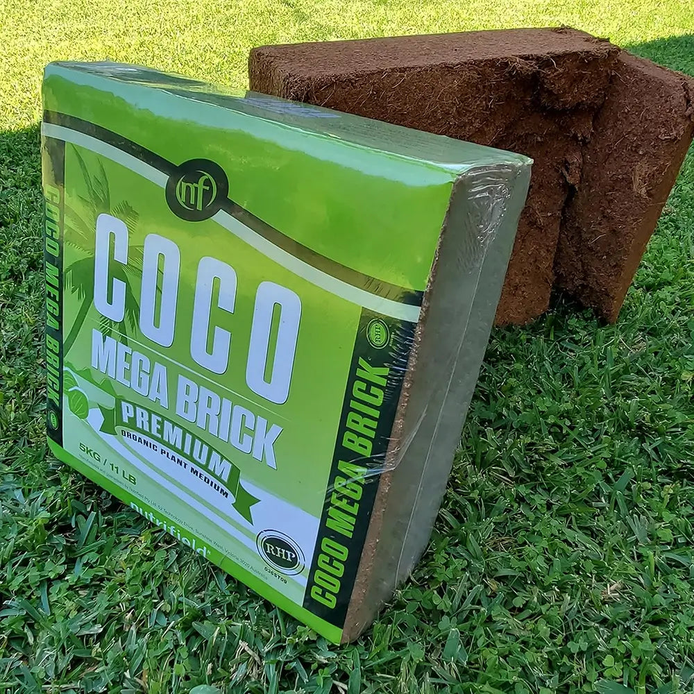 Coco Mega Brick packaging on grass