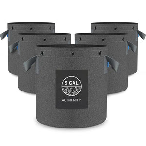 Fabric Pots 5 Gallon | 5-Pack Heavy Duty Aeration Pots with Rings