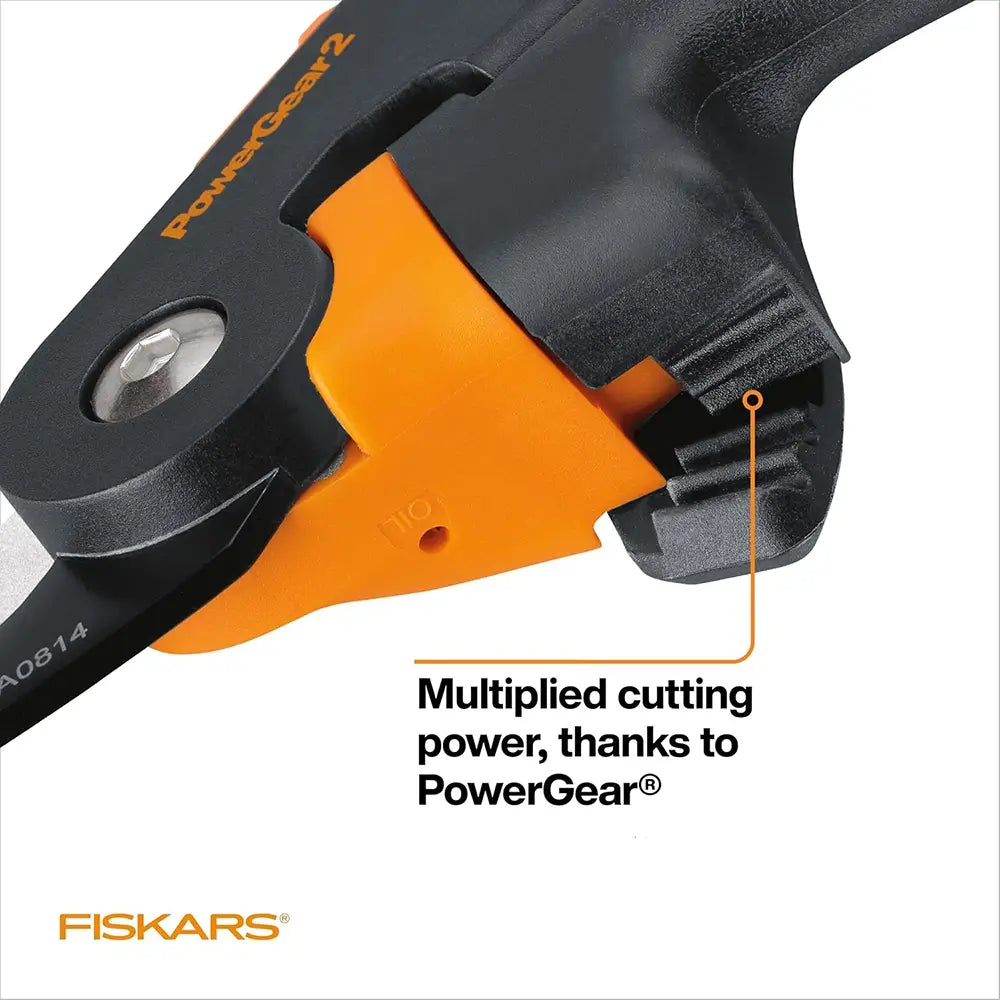 Fiskars power tool with 'PowerGear' technology on a white background
