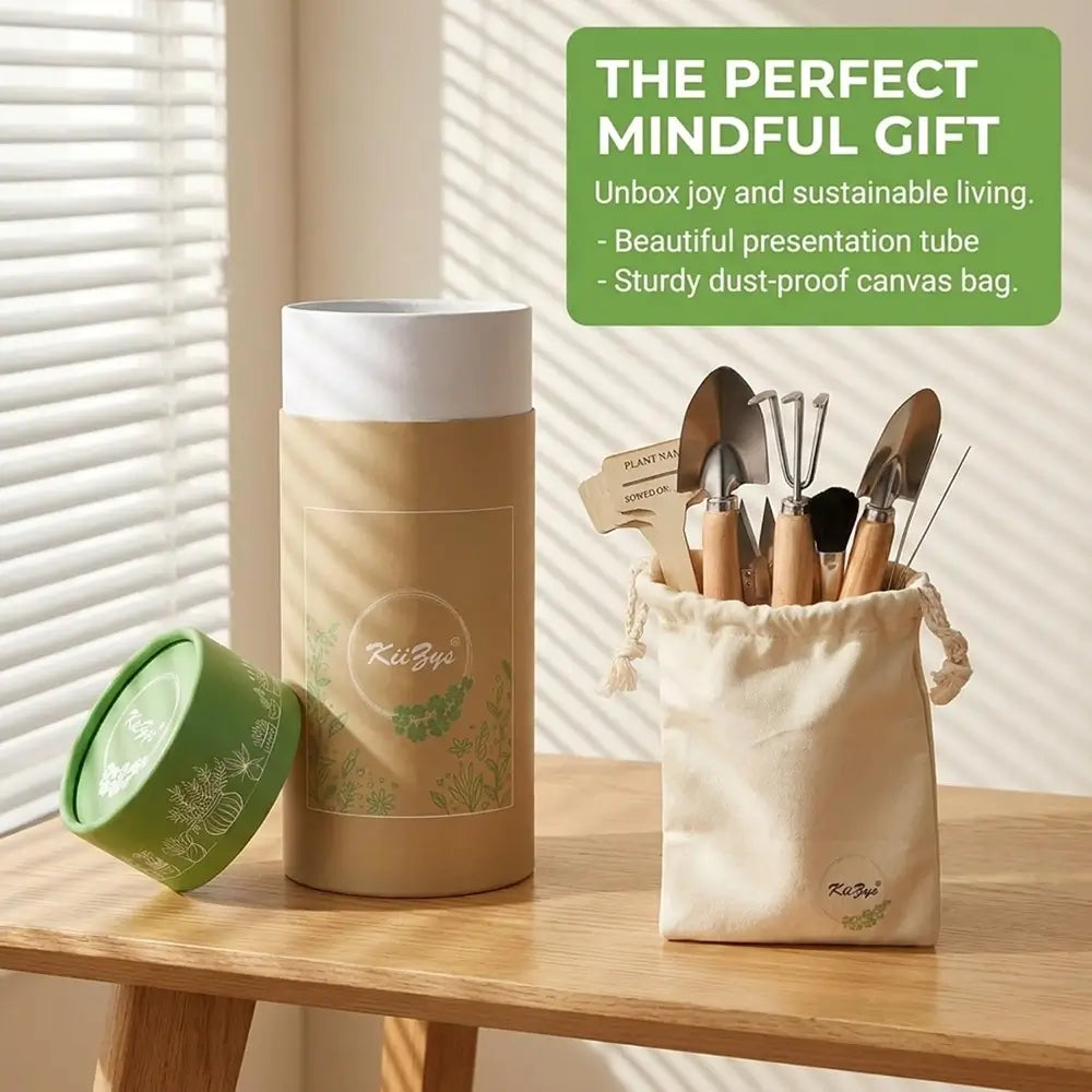Bamboo presentation tube with dust-proof canvas bag on a wooden table