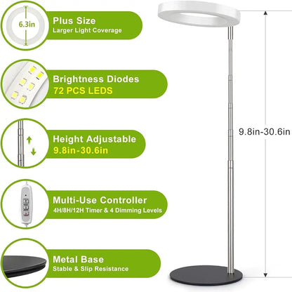 Grow Light with features highlighted on a white background