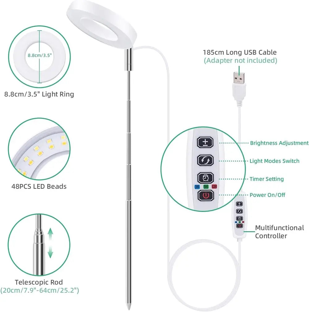 LED lamp with features highlighted on a white background