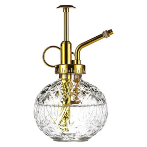 Glass Plant Mister Spray Bottle – Clear & Gold, 6.5 Inch