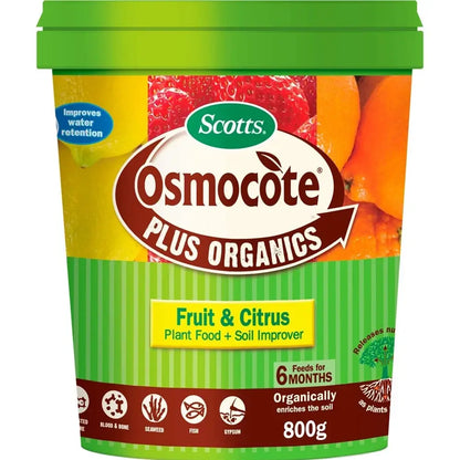 Osmocote Plus Organics plant food container with Scotts logo on a white background from our Outdoor Gardening Essentials