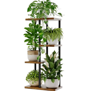 Bamworld Metal Tiered Plant Stand for Indoor Plants, 4-Tier, Brown