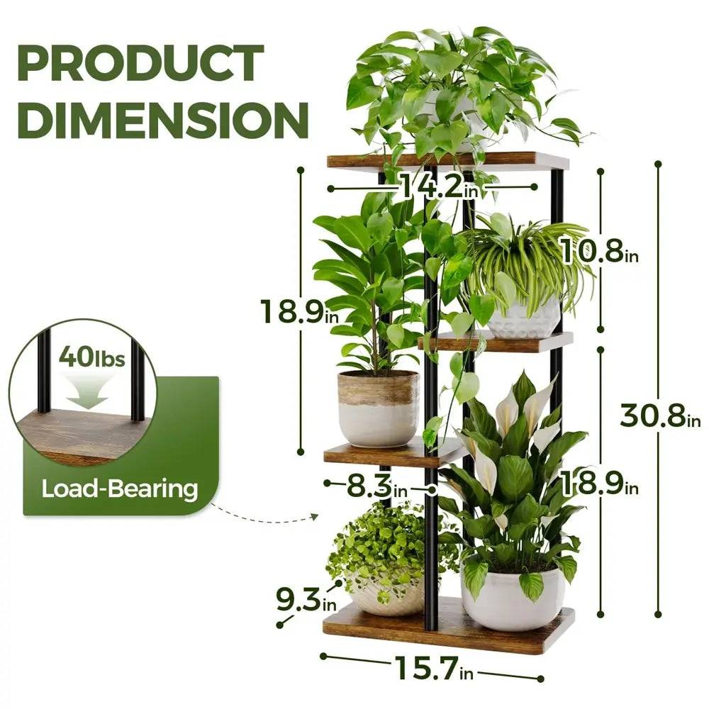 Plant stand with dimensions and load-bearing capacity on a white background