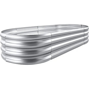Land Guard Galvanized Raised Garden Bed | Oval Metal Planter Box for Vegetables