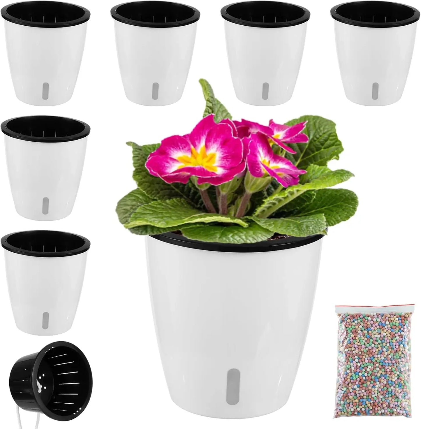6 Pack Self Watering Pots 5" – White Indoor Planters from our Indoor Gardening Essentials