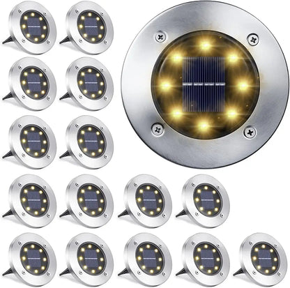 Toodour Solar Ground Lights 16 Pack | Waterproof Garden Disk Lights Warm White from our outdoor gardening Essentials