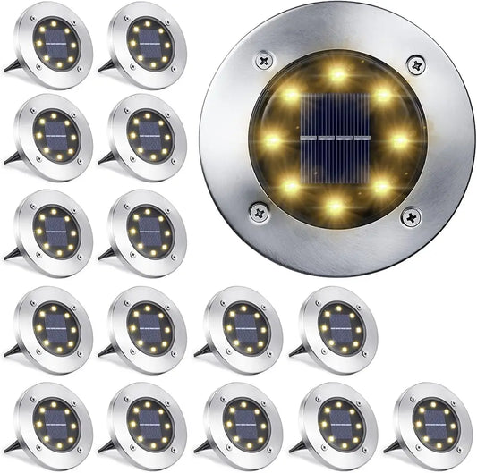 Toodour Solar Ground Lights 16 Pack | Waterproof Garden Disk Lights Warm White from our outdoor gardening Essentials