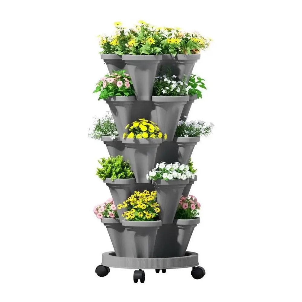 5 tier stackable vertical garden planter with wheels from our Balcony Gardening Essentials
