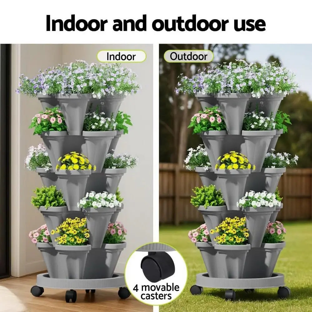 vertical planter for strawberries and herbs on balcony