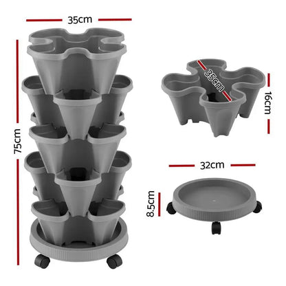 stackable garden planter with automatic drainage system