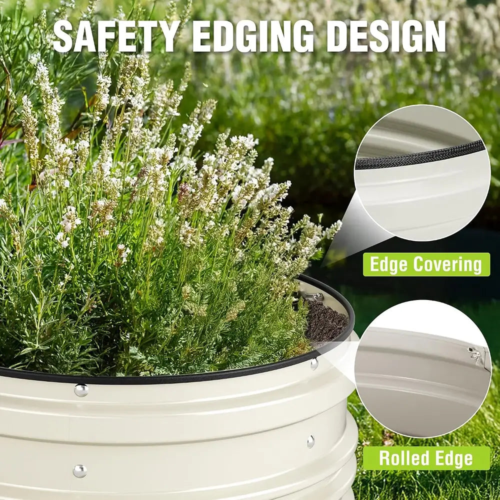 Safety edging design with close-up details on a planter with plants.