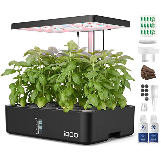 iDOO Hydroponics Growing System – 12-Pod Smart Indoor Herb Garden Kit from our Indoor Gardening Essentials